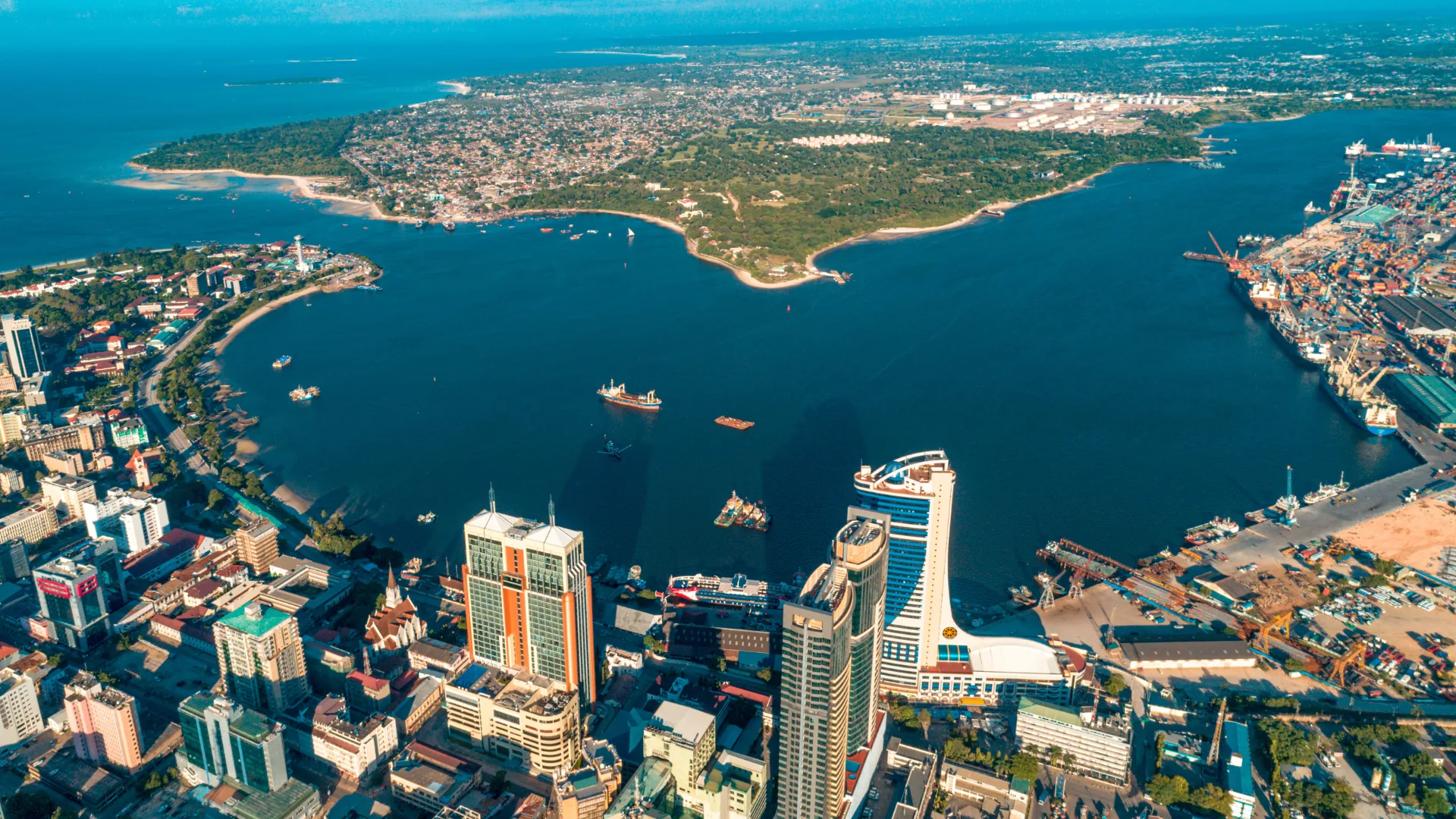 Dar es Salaam's harbour and skyline — Tanzania's expanding infrastructure and regional trade links